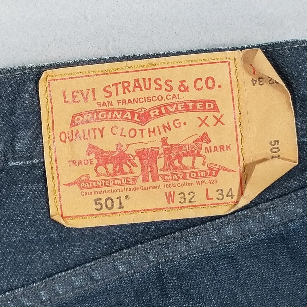 Levi's 501 jeans men's 32x34 original button fly straight blue denim pants retro